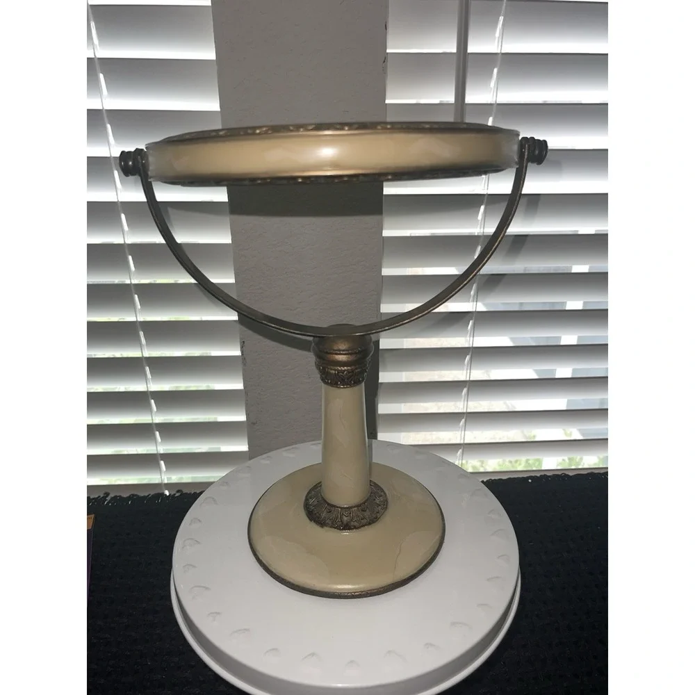 Vintage-Inspired Regency Victorian Standing Vanity Mirror Bronze Enamel